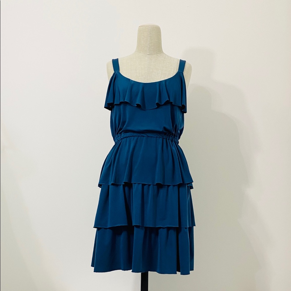 Ruffle Layered Blue Dress